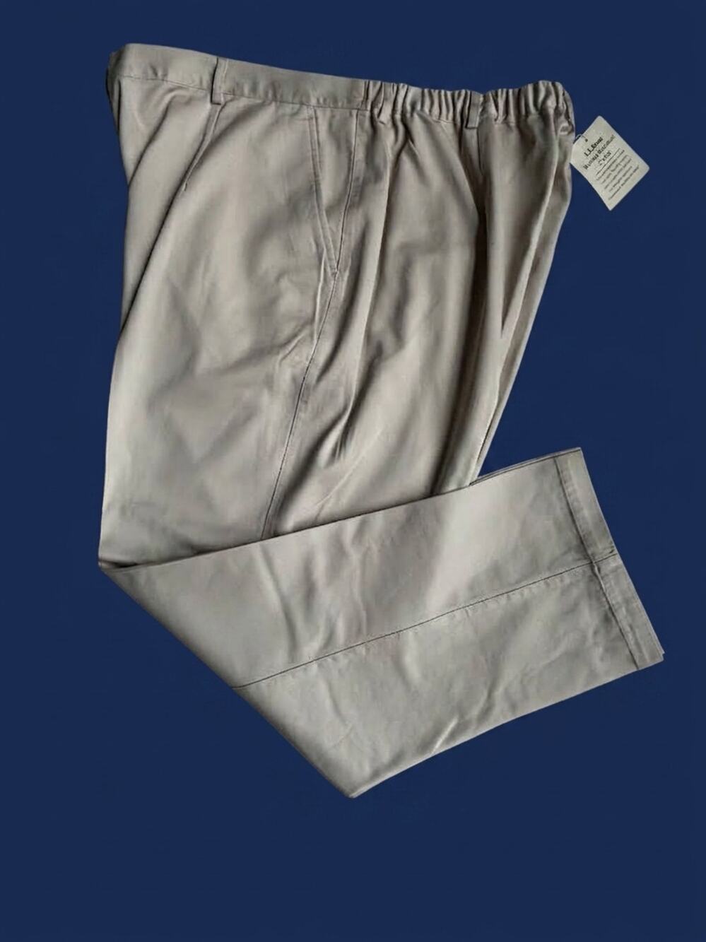 L.L.Bean Womens Plus Sz 22W R Khaki Wrinkle-Resistant Cotton Pants NWT NeverWorn